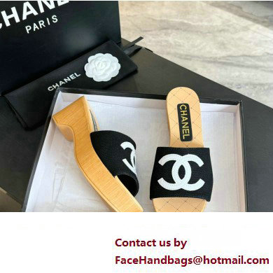 Chanel Fabric  &  Patent Calfskin Mules G45555 Black 2024